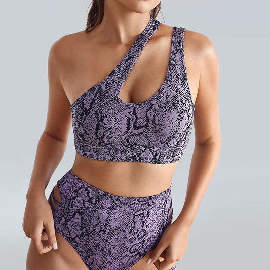Women's Printed Bra And High-Waisted Shorts Two-Piece Set