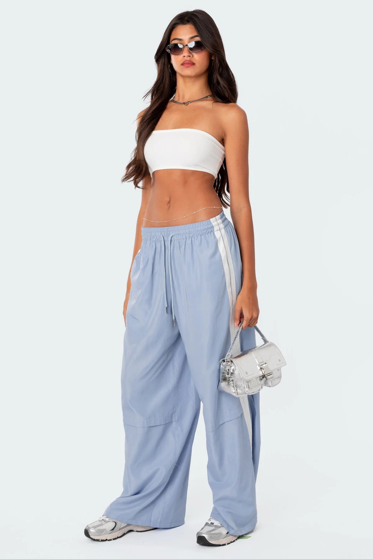 Women's Pants Striped Draping Effect Wide-legged Versatile Pants Contrast Color Mopping Casual Sports Pants