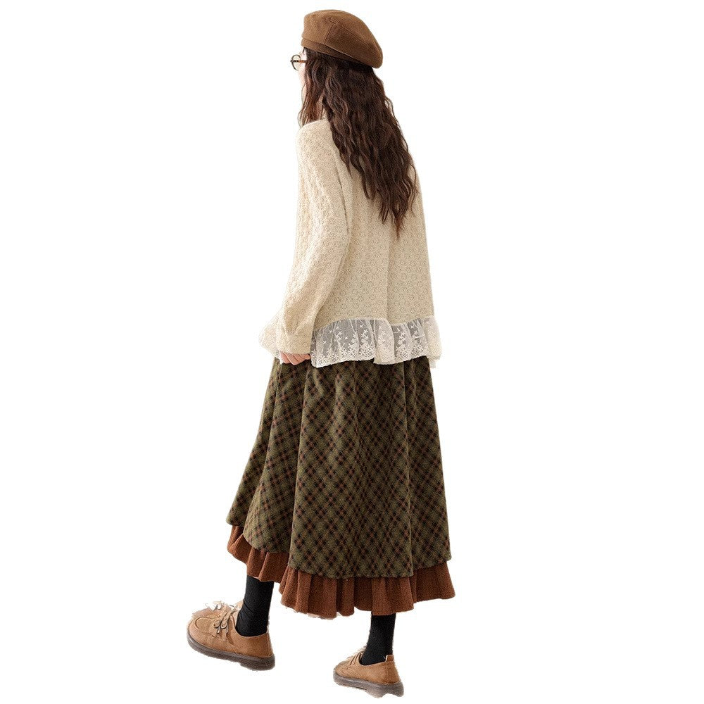 Vintage Green Winter Skirt For Women Stylish And Trendy