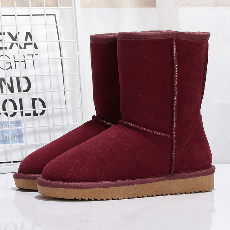 Middle Tube Plus Velvet Warm  Boots Student Cotton Shoes