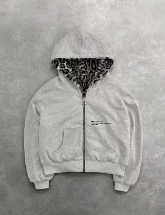 Hooded Sweater Can Wear Vintage Leopard Print On Both Sides
