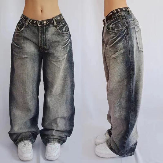 Amerikanske Retro High Street Wide Ben Jeans Til Kvinder Forår Og Efterår Nye