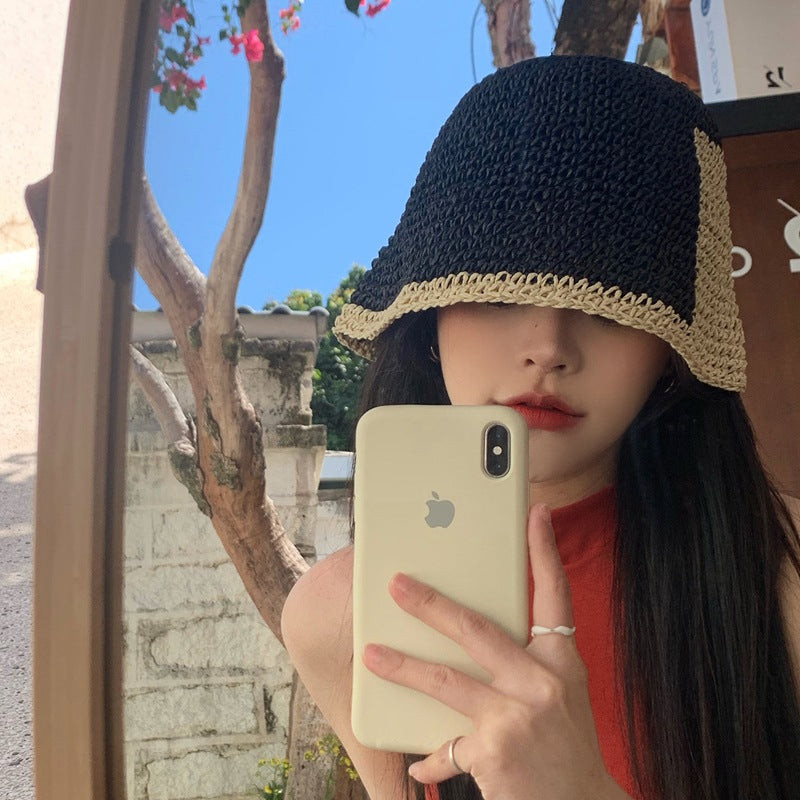Hollow And Breathable In Summer Blue Panel Bucket Hat