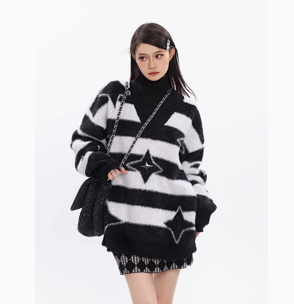Atmosphere Lazy Style Sweater Pullover Plush Knitted Top For Women