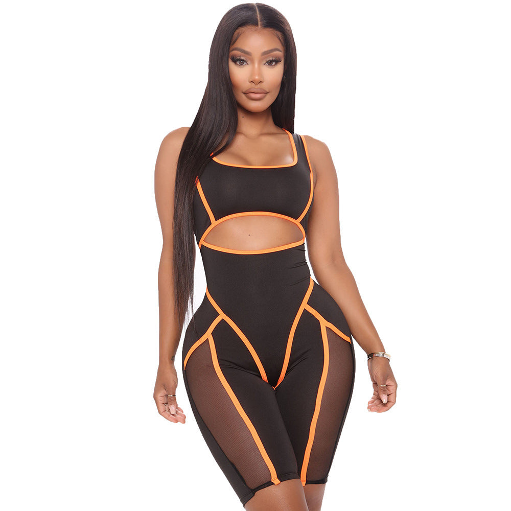 Women's Fashion Skinny Colorblock Sleeveless Jumpsuit