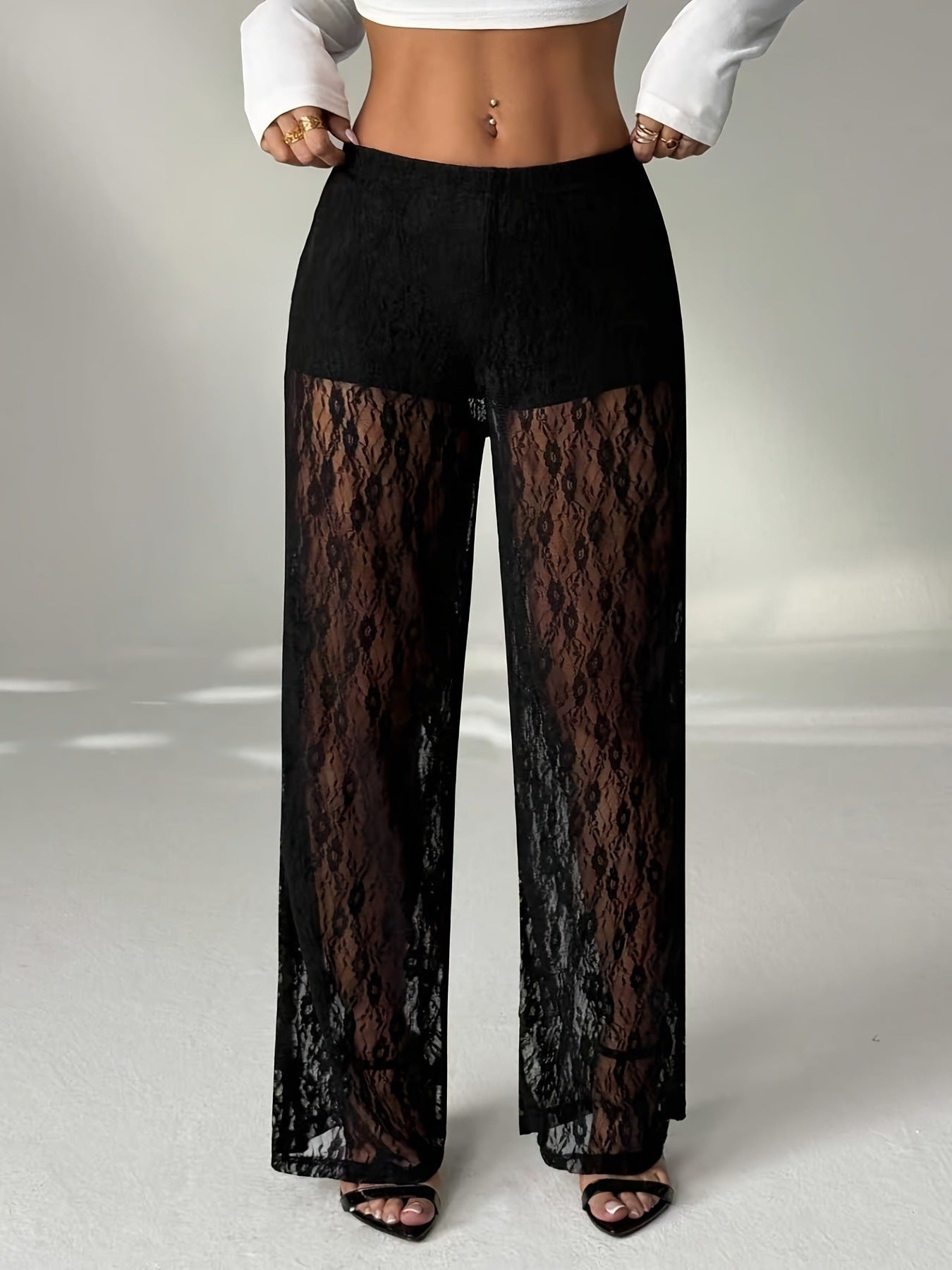 Versatile Summer Japanese Style Casual Slimming Lace Wide-leg Pants