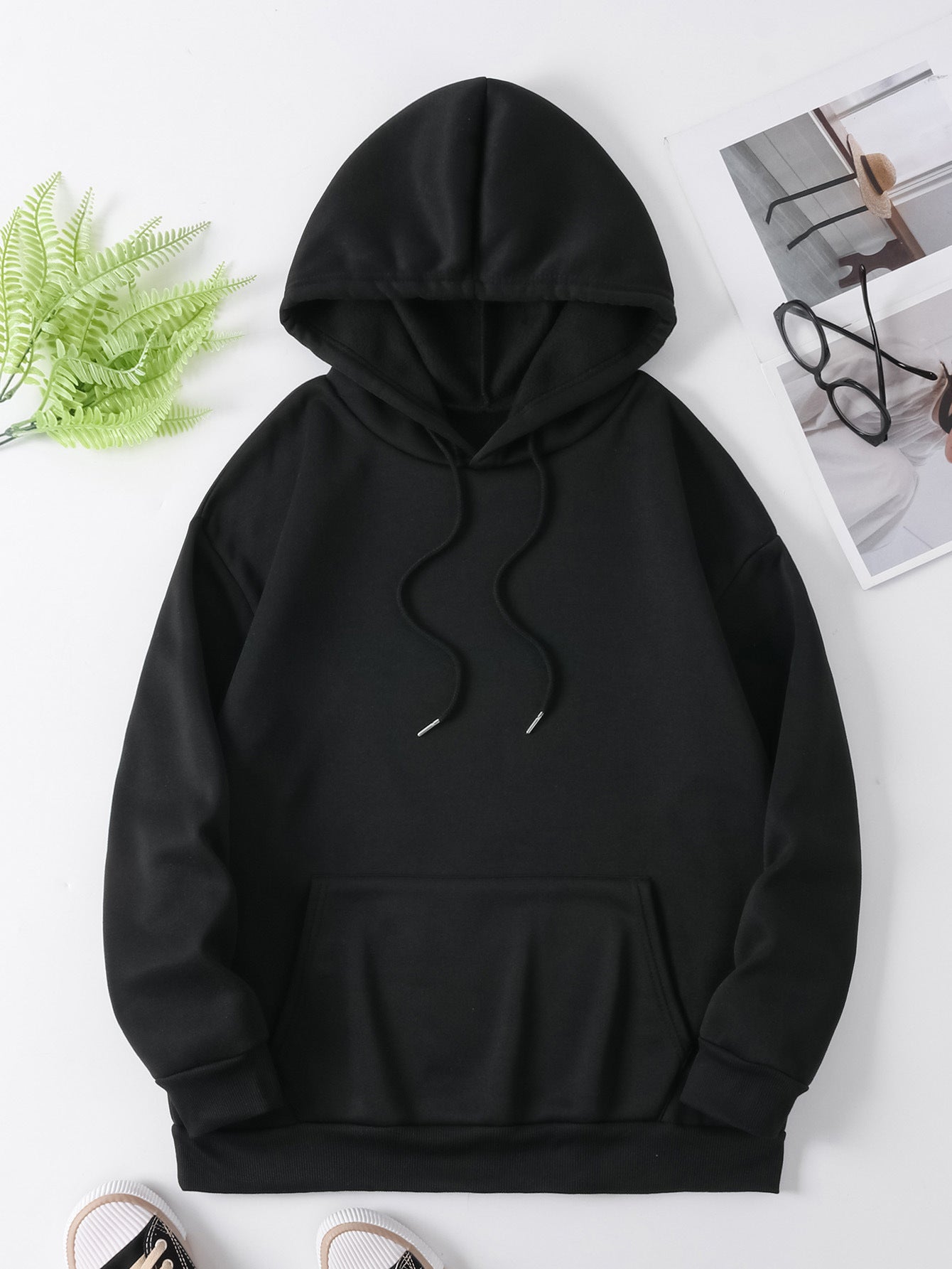 Casual Strikket Polyester Hoodie Til Kvinder Med Insp