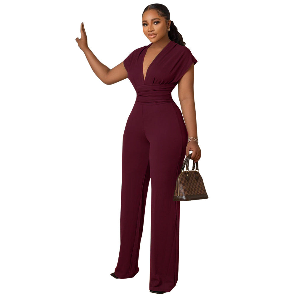 Dame Jumpsuit med ensfarvet talje