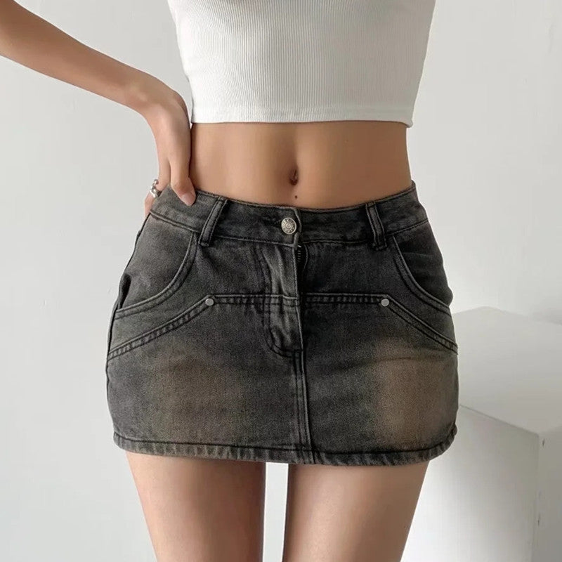 Retro High Waist Slim And Anti Shining Short Hip Skirt For Women