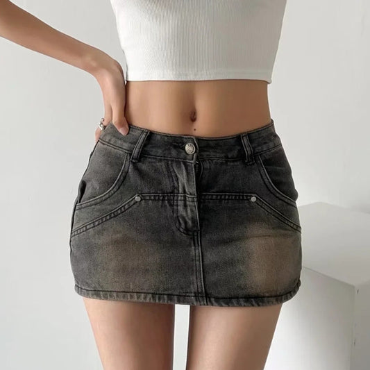 Retro High Waist Slim And Anti Shining Short Hip Skirt For Women