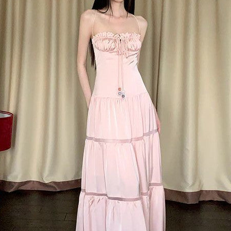 Island-Resort Style Strapless Slip Dress With Ties
