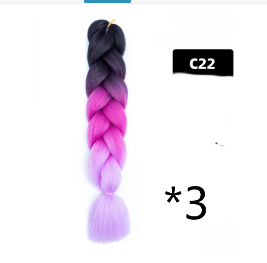 Color Big Braid African Chemical Fiber High Temperature Silk Wig Gradient