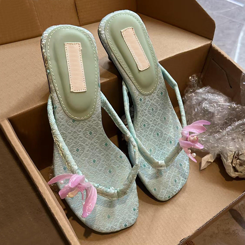 Fashion Personality Flower Flip-flops Female
