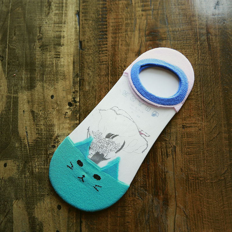 Creative Cute Cat Glass Silk Invisible Socks