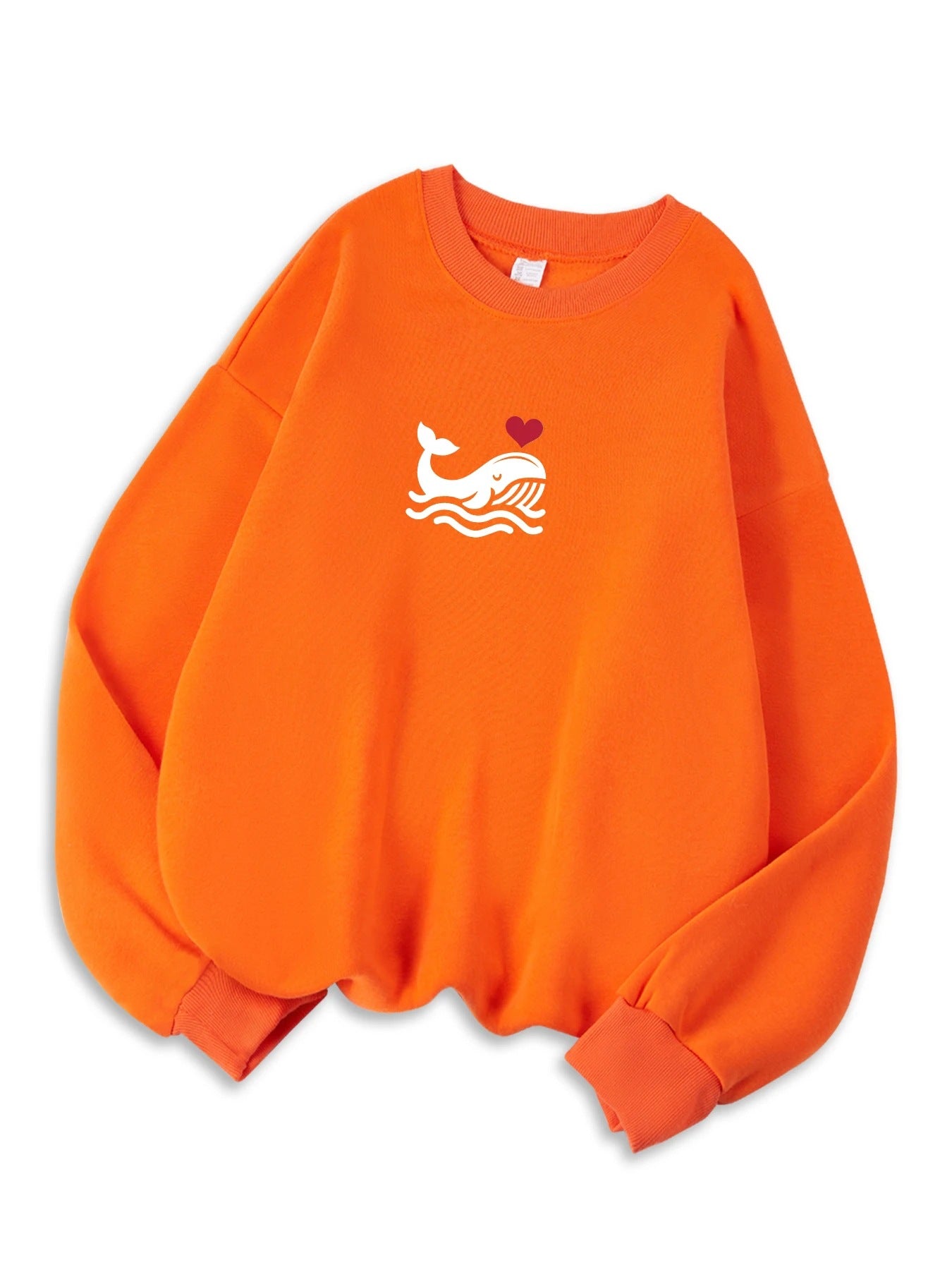 Afslappet sweatshirt til kvinder med print, hyggelig hættetrøje til efteråret, blød uldblanding