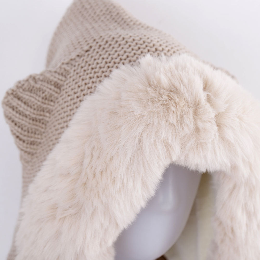 Cute Ears Thick Wool Hat Cape