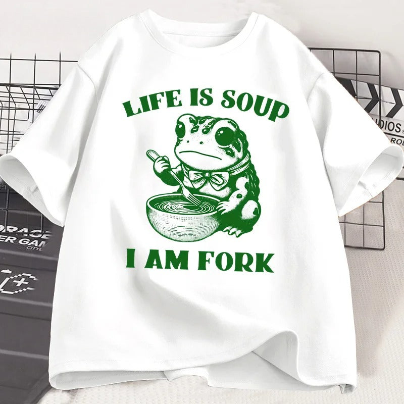 Summer Loose Short Sleeves T-shirt Men's And Women's Round Neck
