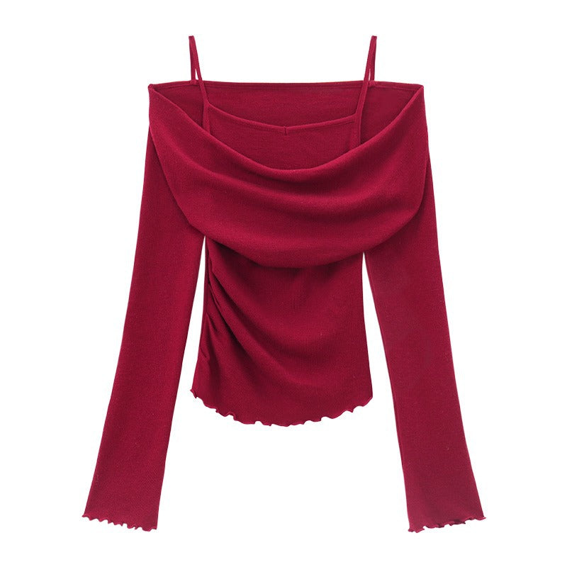 Fashion Fake Two-piece Off-shoulder Long Sleeve Women