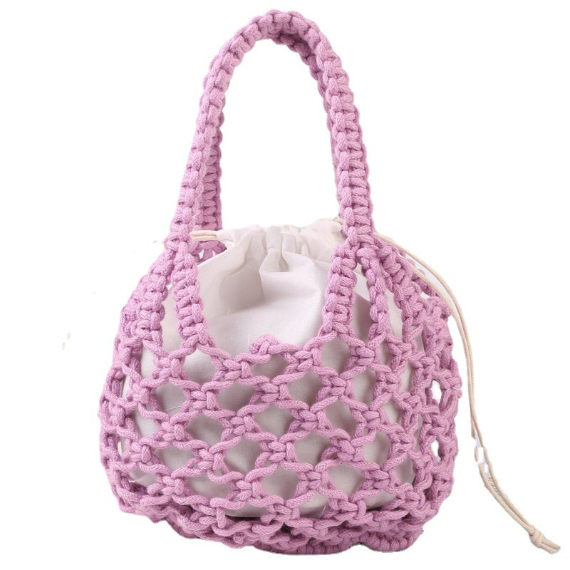 Weaving Hollow Women's Mori Style Portable Beach Bag
