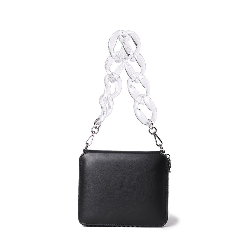 transparent chain portable crossbody ladies square bag