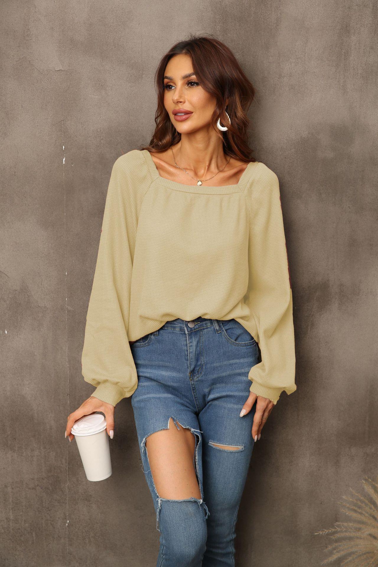 Women's New Square Neck Loose Pullover Bottoming Shirt
