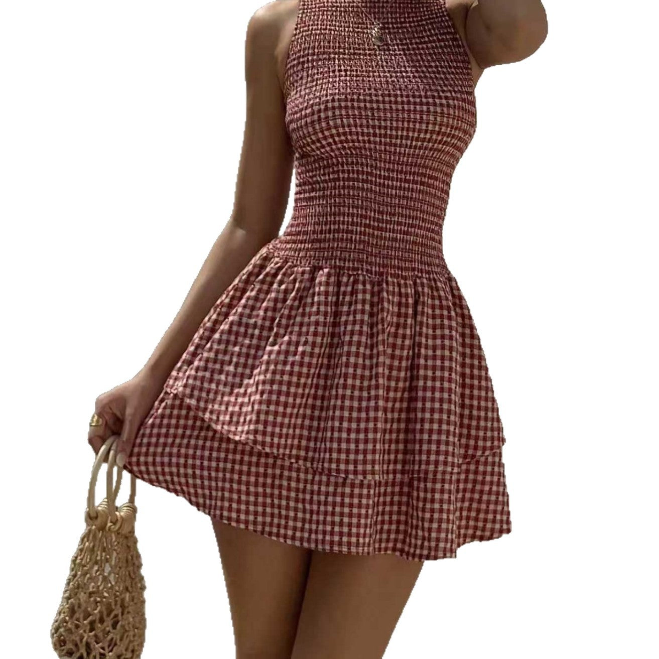 Women's Plaid Irregular Skirt Mid-waist