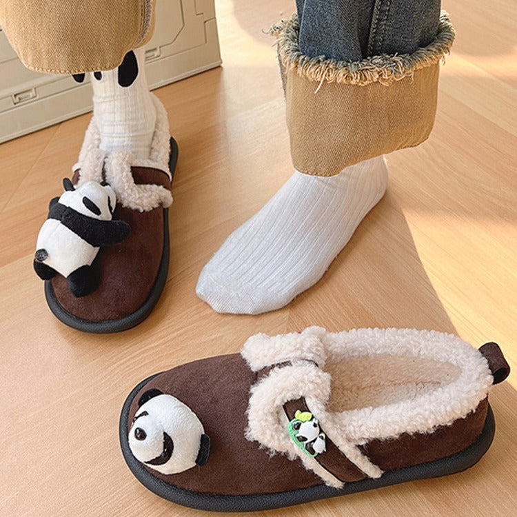 Cute Lamb Fleece-lined Thickened Cartoon Panda Cotton Shoes