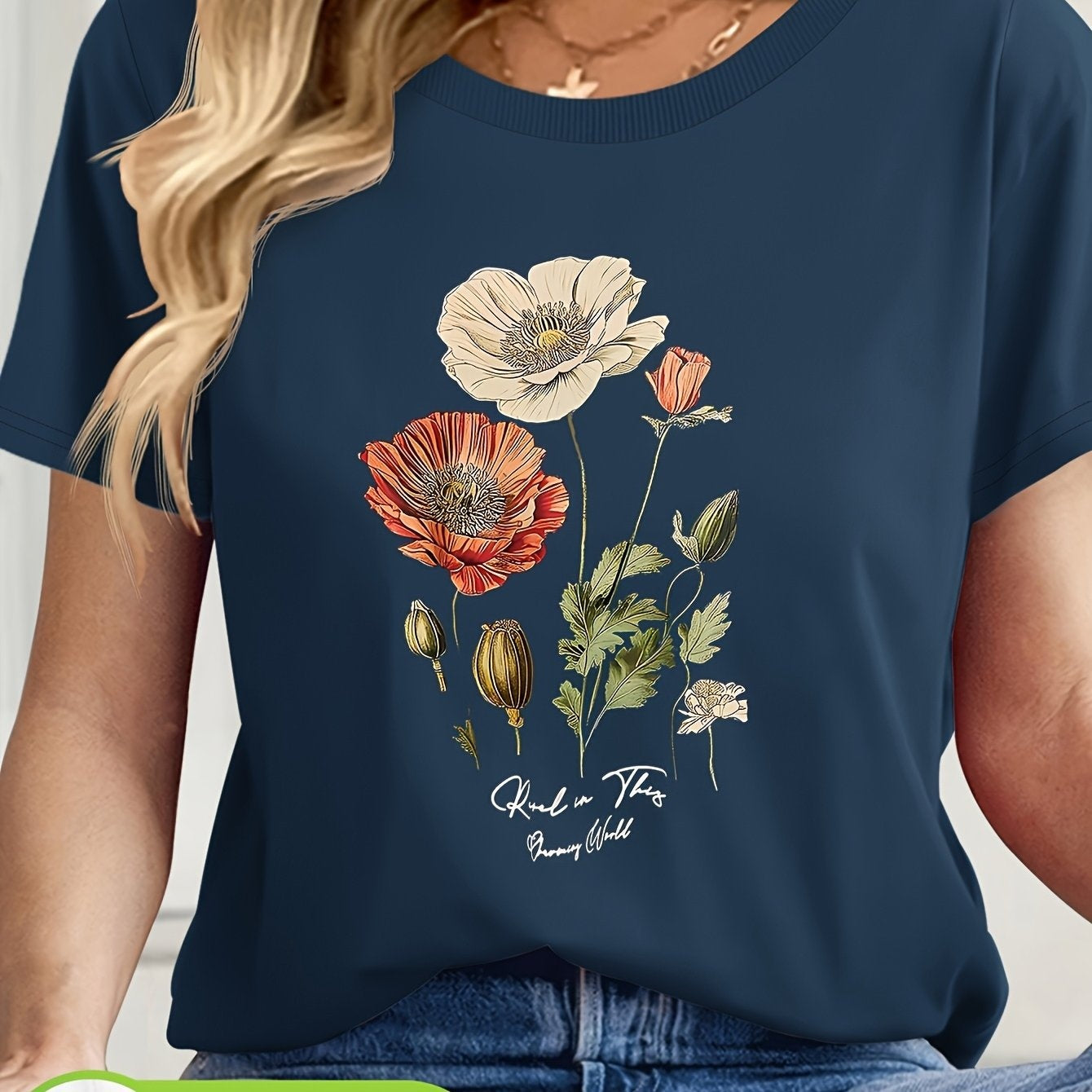 Womens Floral Print Short Sleeve T-Shirt