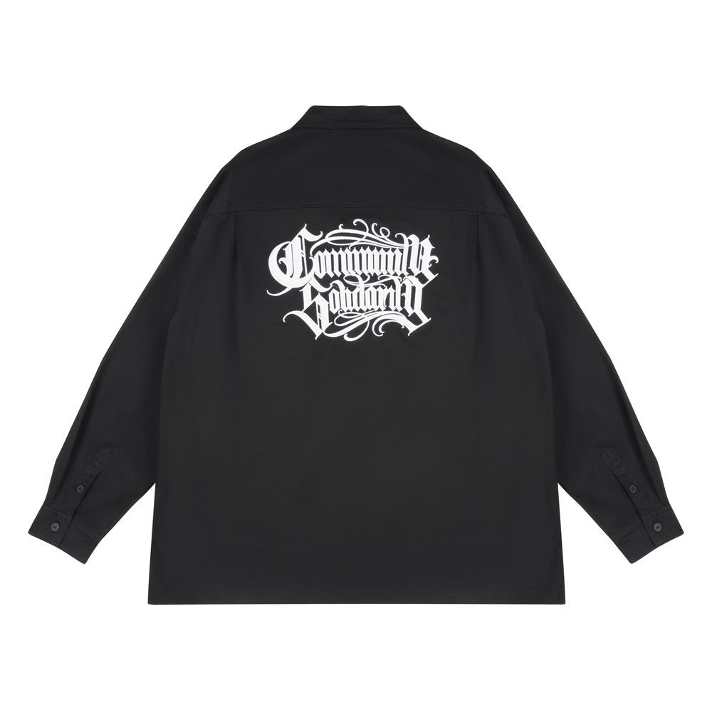 Artistic Embroidered Letter Long Sleeve Shirt