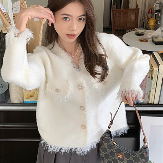 Long Sleeved Sweater Women's Soft Glutinous Design Sense Is Small