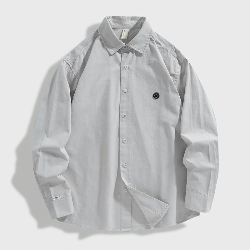 LKTM Men's Spring Japanese Style Retro Minimalist Long Sleeve Shirt