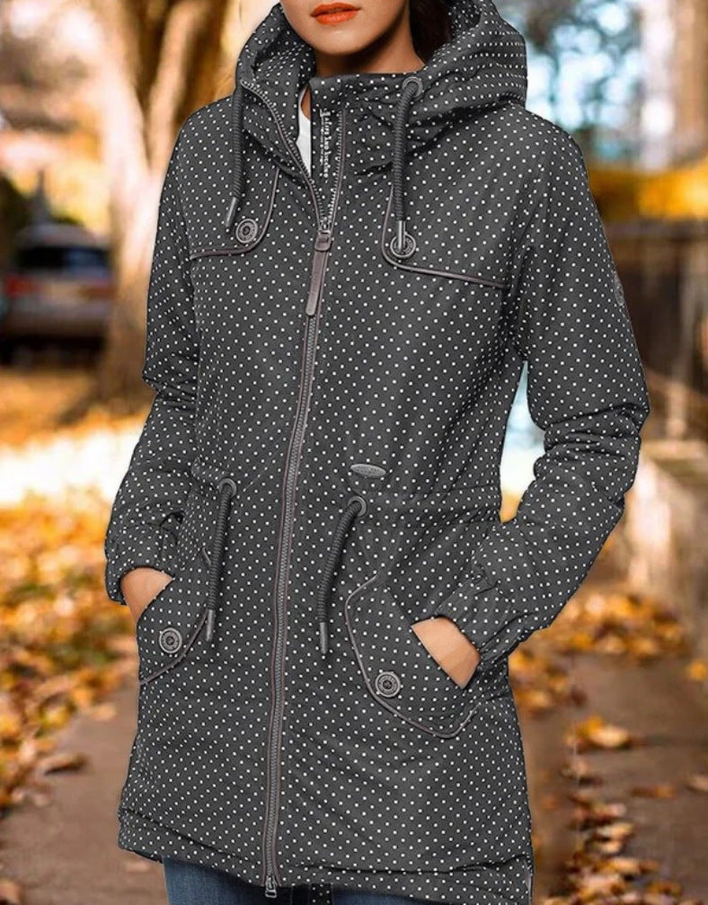 Polka Dot Print Hoodie Coat Top