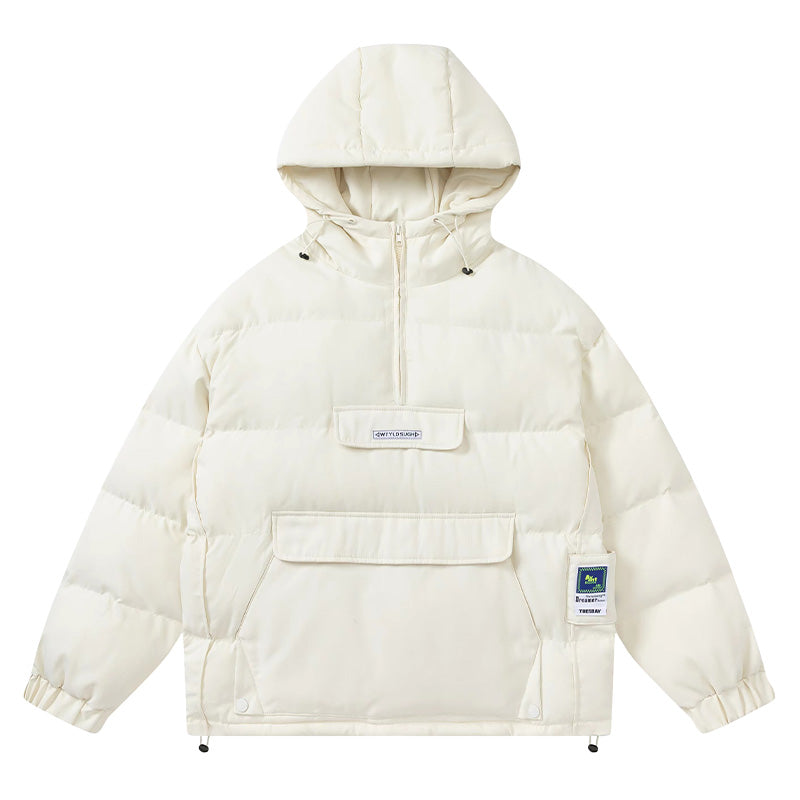 Europe And The United States Solid Color Thickened Hooded Cotton Jacket