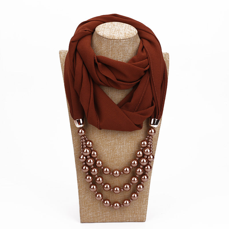 Pearl Necklace With Scarf
