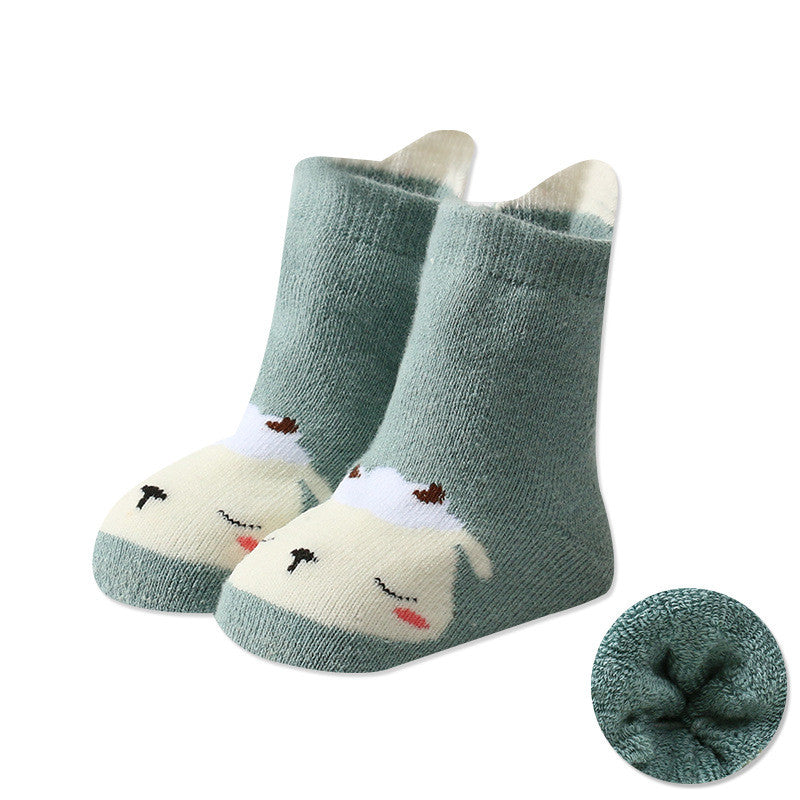 Children's Cartoon Dispensing Warm Terry Socks With Large Heel