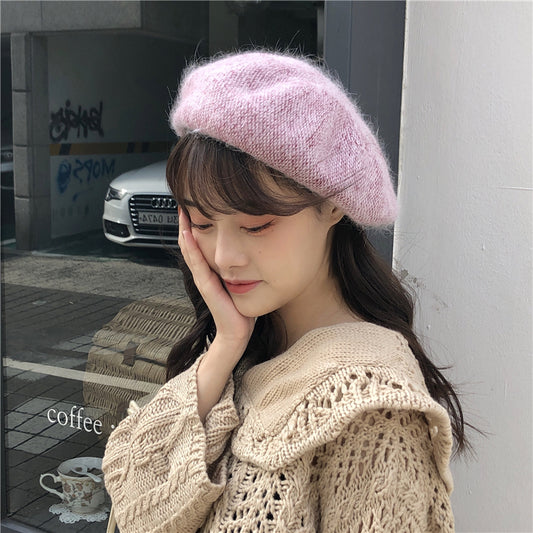 Fine Plaid Soft Rabbit Fur Autumn And Winter Warm All-match Pumpkin Hat
