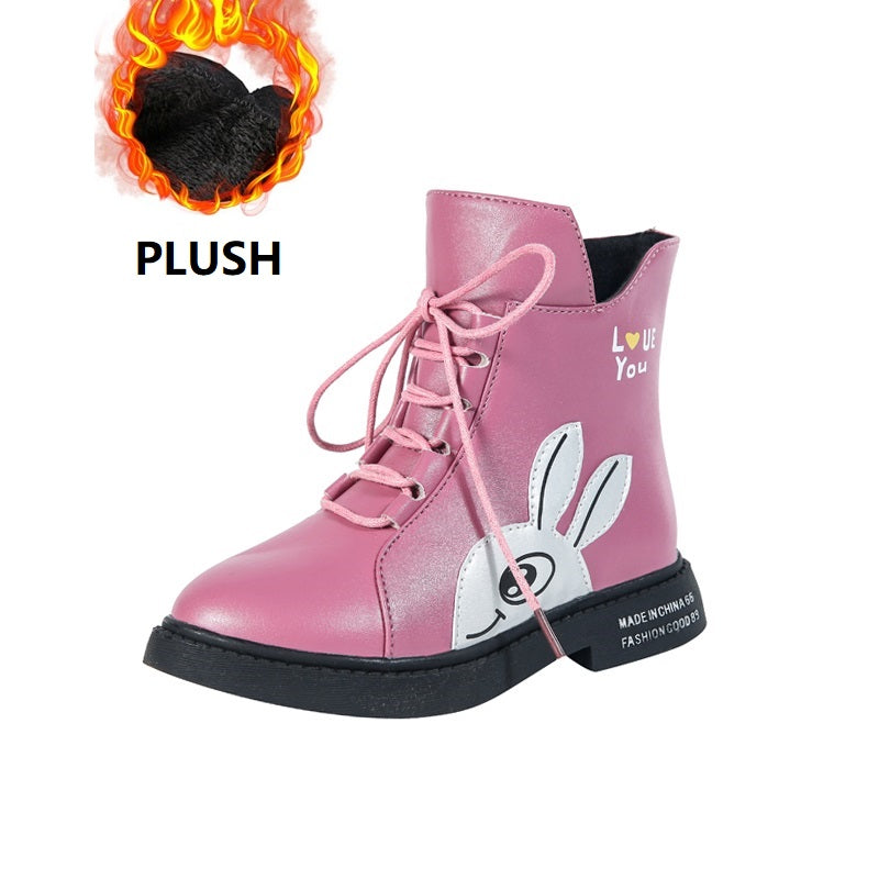 Middle Boots Three-Year-Old Princess Plus Velvet