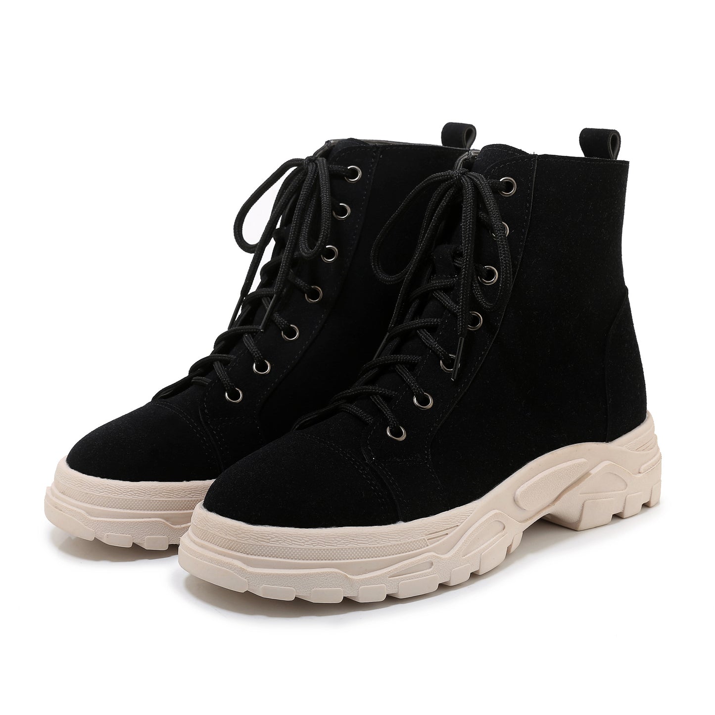 New Comfortable Platform Mid-heel Women's Shoes With Lace-up Front Low Boots