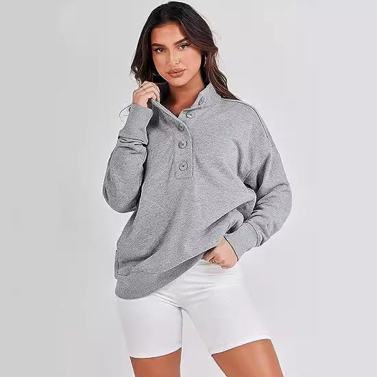 Casual Versatile Long Sleeves Patchwork Pocket Sweater