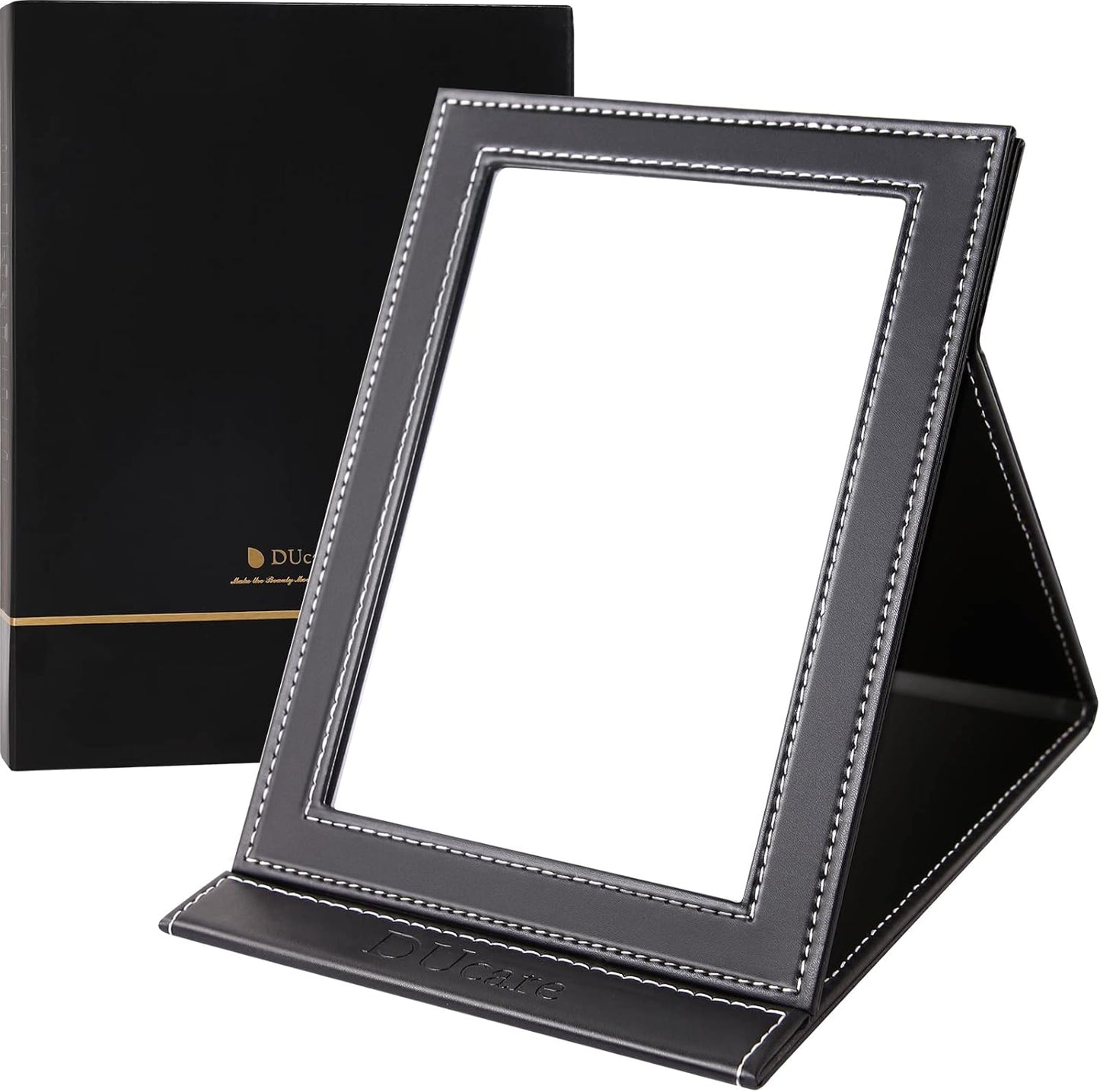 Ducare Espejo De Maquillaje De Escritorio (20 X 15 Cm),Espejo Plegable Espejo De Viaje Espejo De Mano Con Soporte,Para Viajar, Fácil De Llevar,Para Maquillaje, Afeitado Y Cuidado Facial