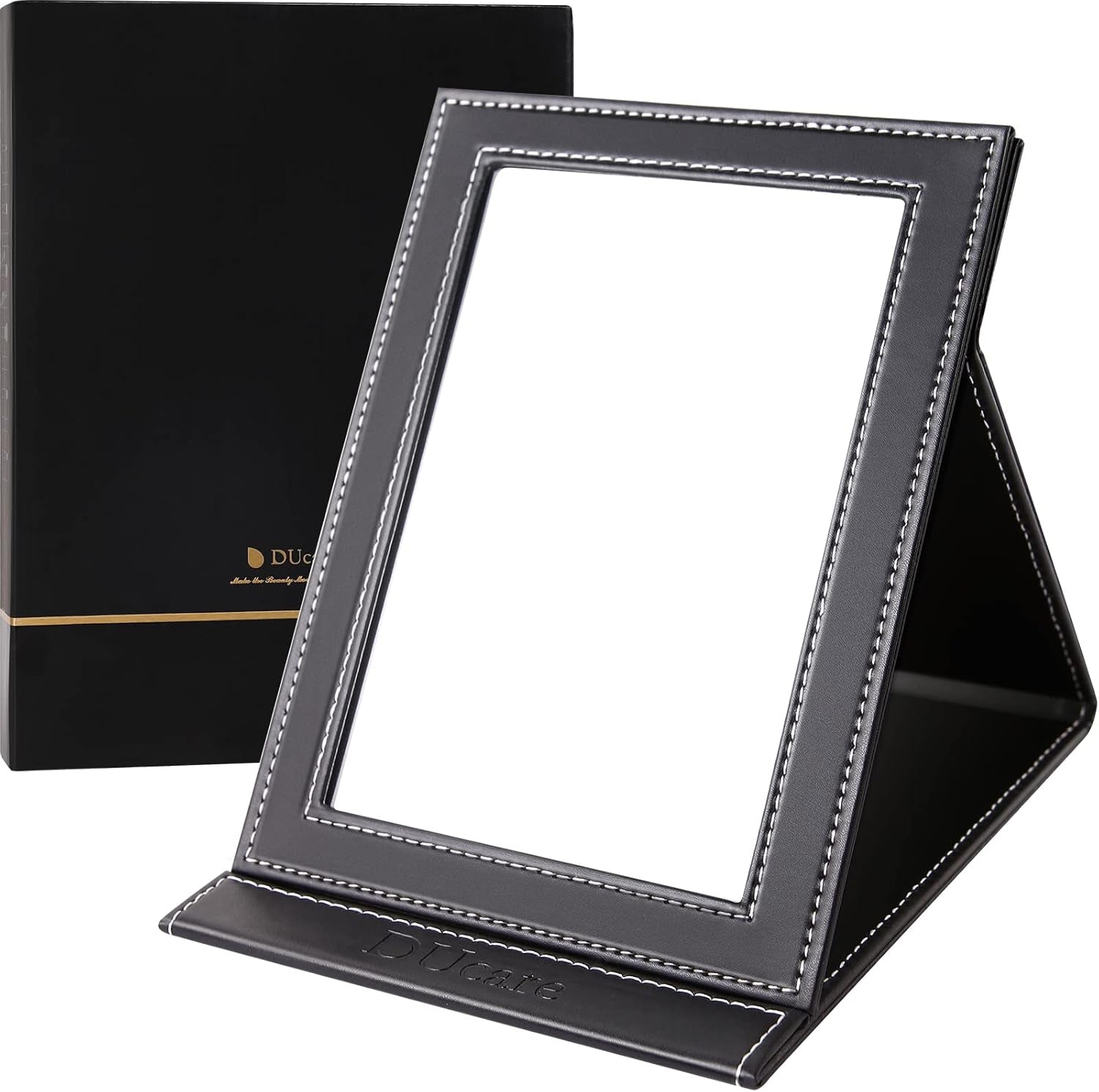 Ducare Espejo De Maquillaje De Escritorio (20 X 15 Cm),Espejo Plegable Espejo De Viaje Espejo De Mano Con Soporte,Para Viajar, Fácil De Llevar,Para Maquillaje, Afeitado Y Cuidado Facial