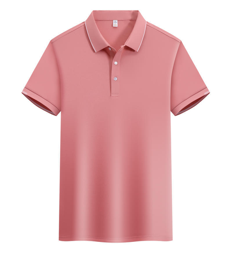 ICE Cotton Single Side Color Secondary Collar Lapel Short Sleeve Polo Shirt