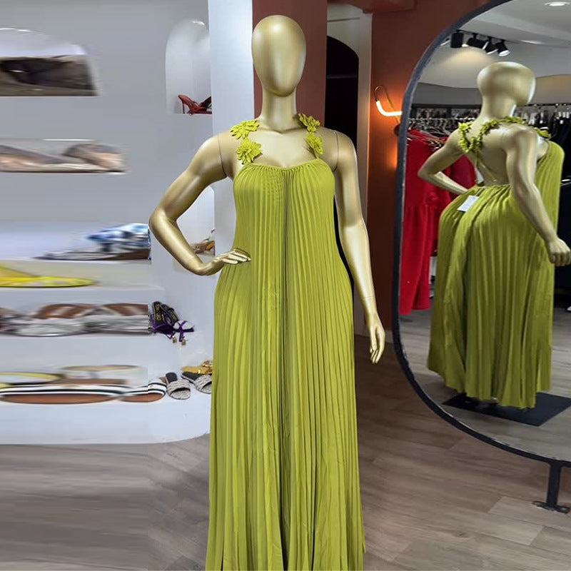 Sweet And Fresh Strapless Backless Pleated Maxi Dress