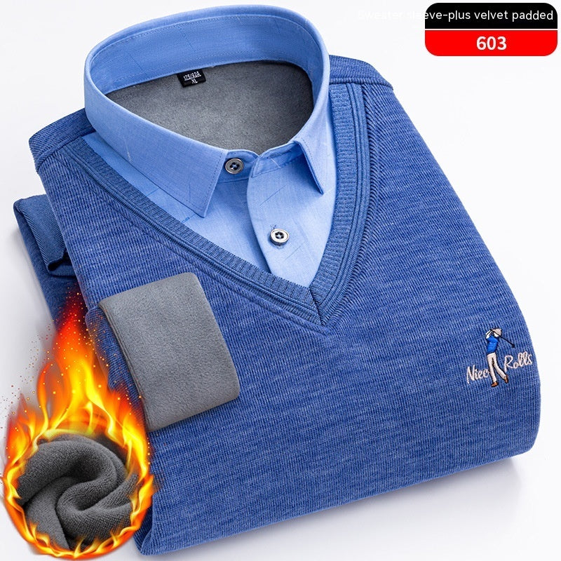 Men's Knitted False Two Pieces Warm