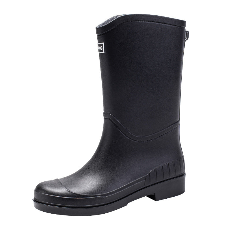 Women's Long Rain Boots Mid-calf Waterproof Shoes New