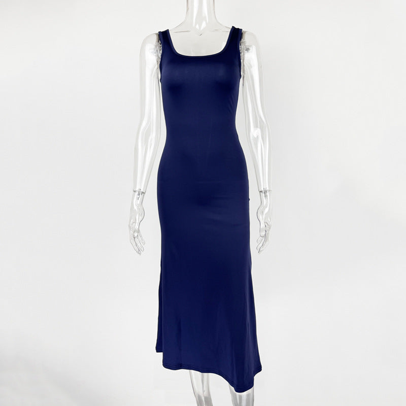 Slimming Square-Neck Elegant Sleeveless Tank Dress For Women