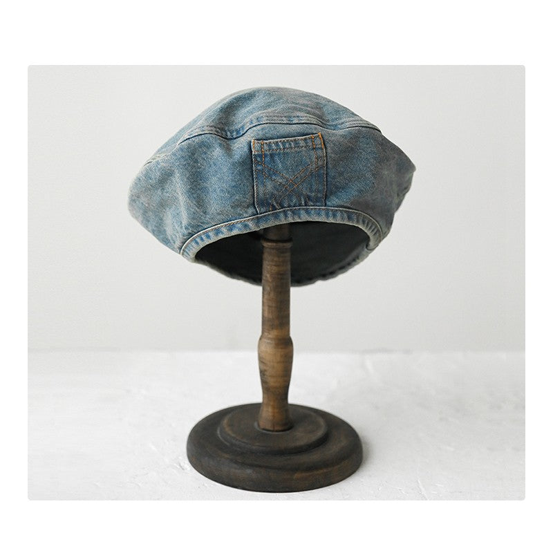 Denim Beret Women's Vintage Painter Hat