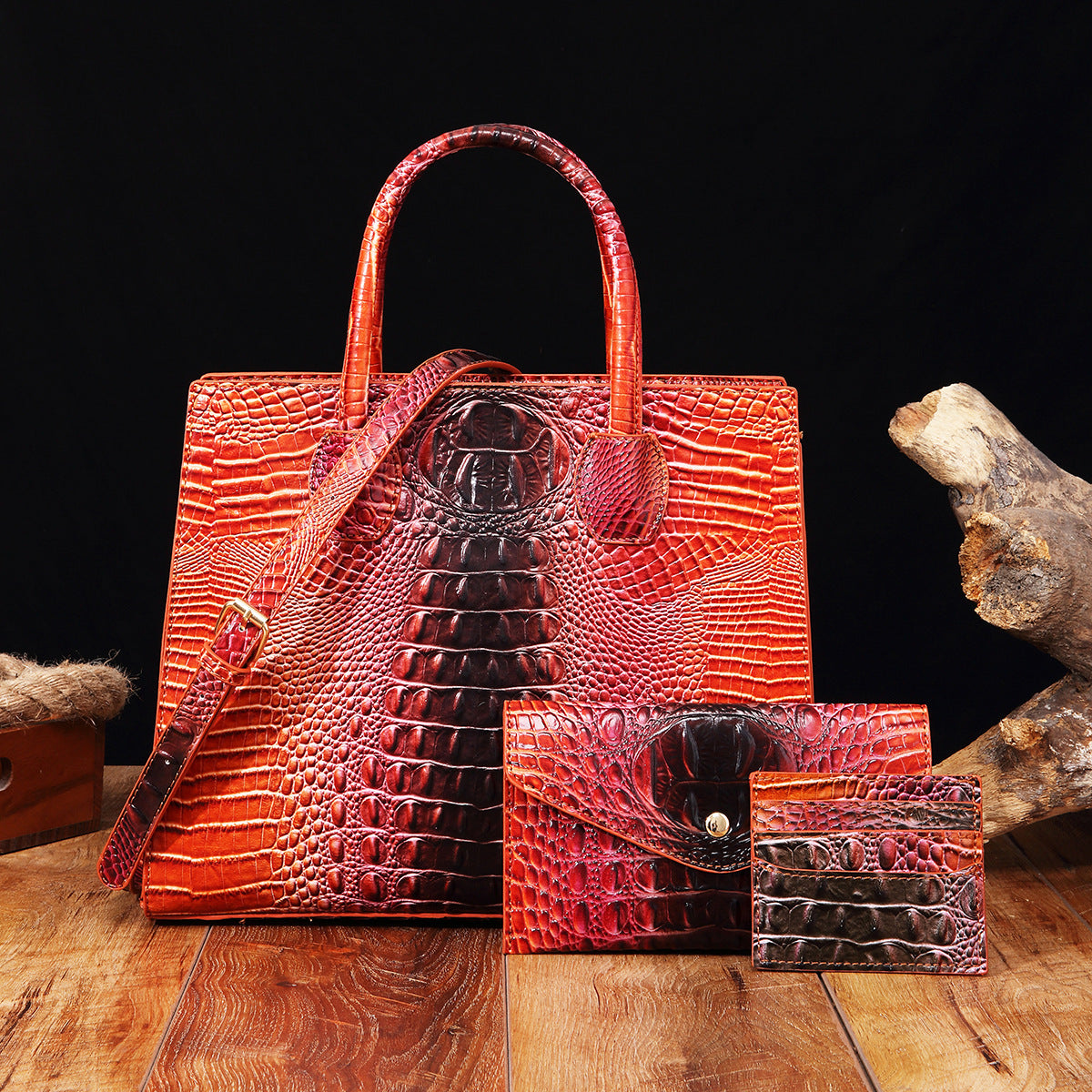 Womens Crossbody Tote Bag  With Vibrant Crocodile-Grain Design In The Brummie Style