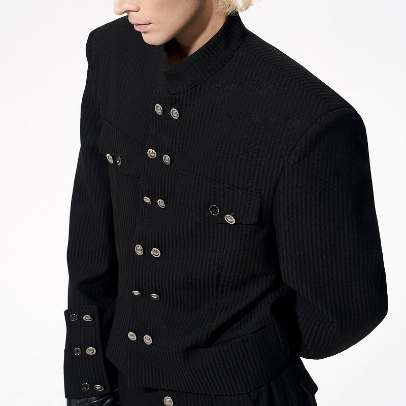 Men's Double-breasted Premium Pinstripe Suit Jacket