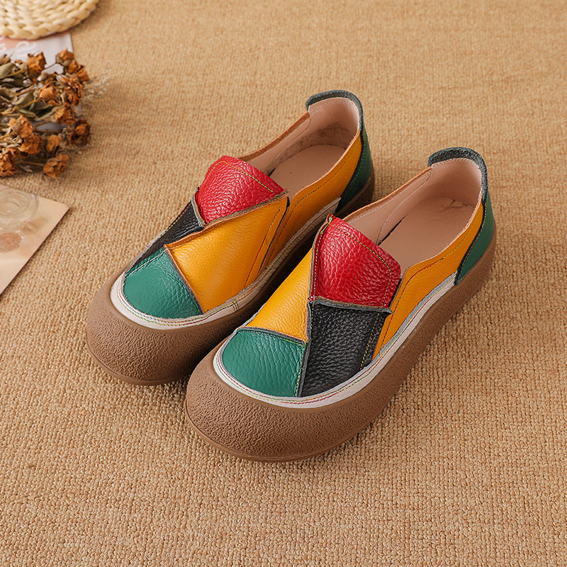 Made From Genuine Leather With A Patchwork Color Design